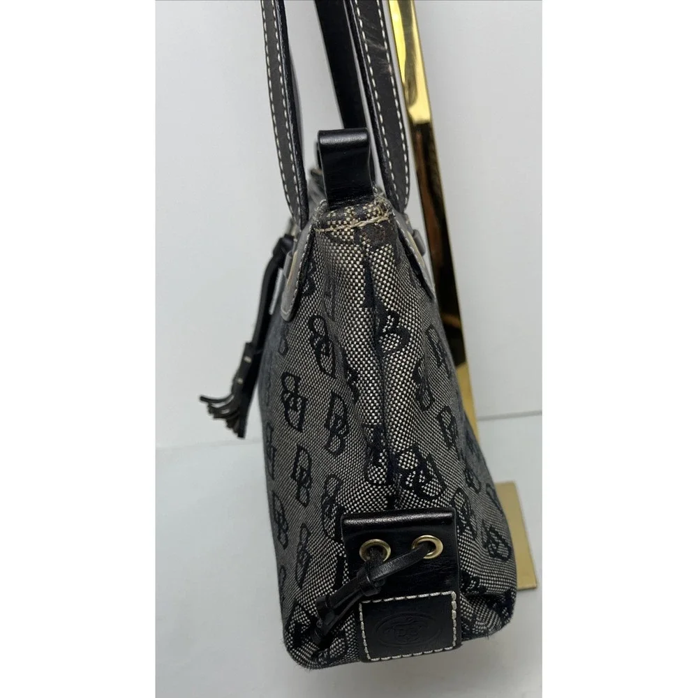 Vintage Dooney & Bourke‎ Signature Monogram Shoulder Handbag Purse Grey/Black